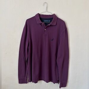 Nautica Purple Long Sleeve Pique Polo Men’s Medium